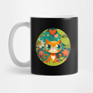 Cute Cat Flowers Heart Cat Lover Mug